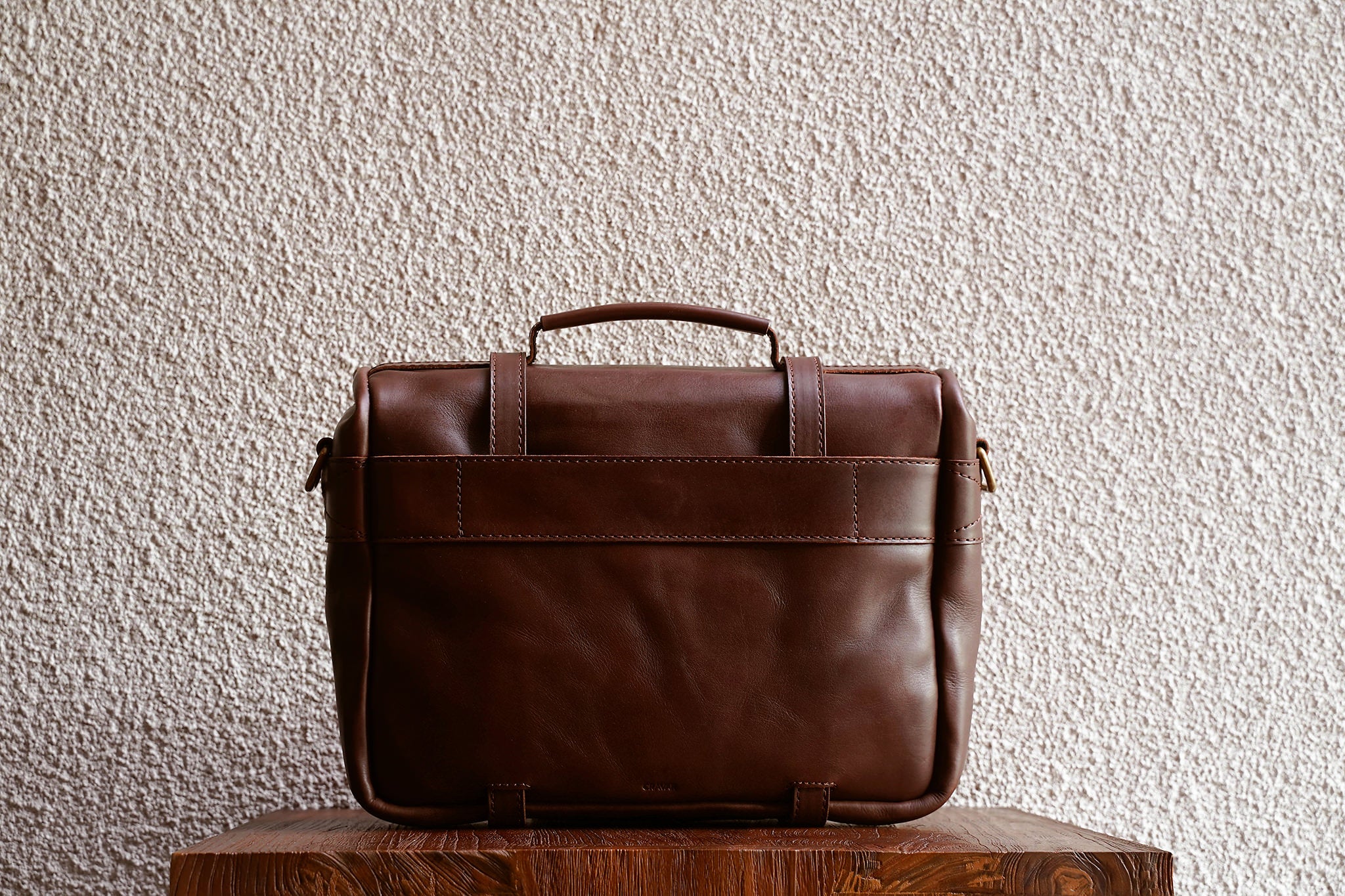Luggage handle slot at the back.